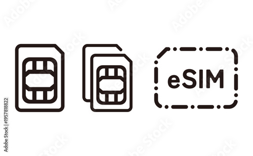 esim、simカードのアイコン素材セット