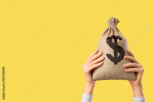 Female hands with burlap mo...