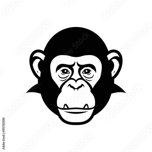 Black and white monkey face illustration.