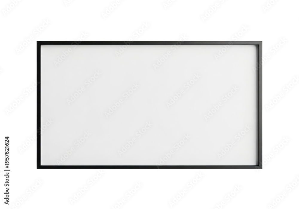 Obraz premium A black framed empty white square picture frame on a transparent background