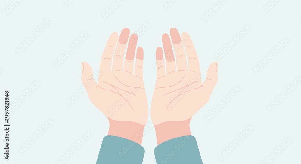 Obraz premium Open hands reaching upwards illustration isolated on simple background
