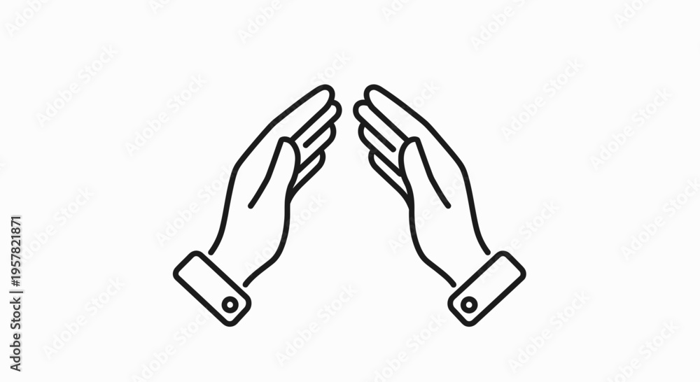 Fototapeta premium Outlined hands icon vector illustrating interaction and communication