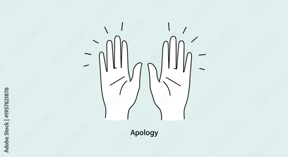 Fototapeta premium Outlined hands gesturing up with shining lines against a pale backdrop