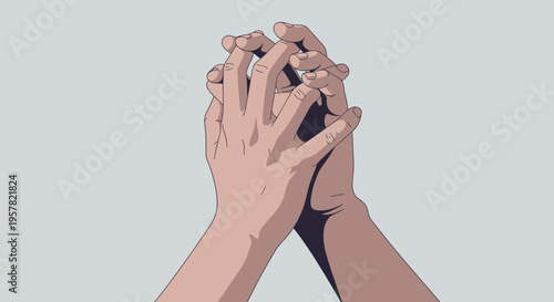 Wallpaper Mural Intertwined hands illustration showing connection and support on neutral background Torontodigital.ca