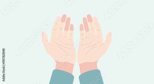 Wallpaper Mural Open hands reaching upwards illustration isolated on simple background Torontodigital.ca