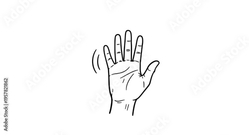 Wallpaper Mural Outlined hand waving gesture isolated on white background copy space vector Torontodigital.ca