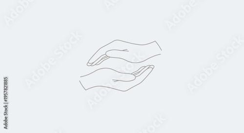 Wallpaper Mural Outlined hands reaching or holding against white background conceptual illustration Torontodigital.ca