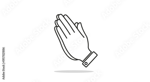 Wallpaper Mural Outlined hands in prayer position on white background minimalist design Torontodigital.ca