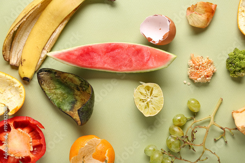 Different organic waste on ...