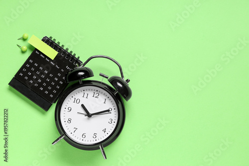 Calendar with alarm clock, ...