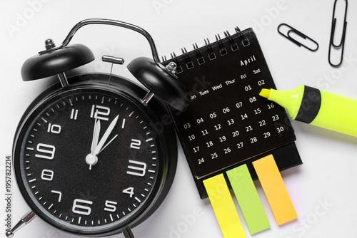 Calendar with alarm clock, ...