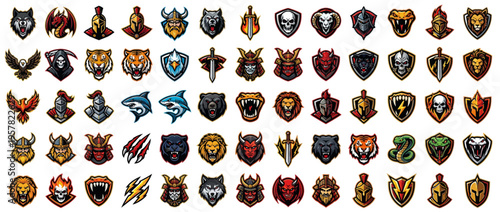 Collection of various sports team logos.