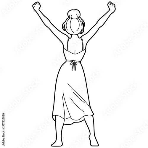 Woman Yawn Morning Wake Up Outline.