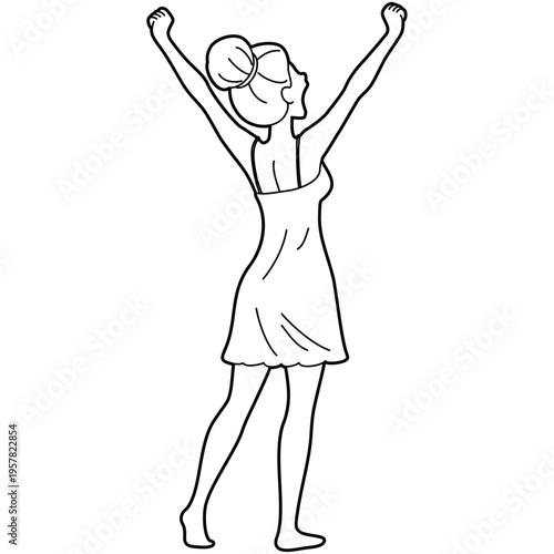 Woman Yawn Morning Wake Up Outline.