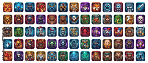 A collection of colorful game icons.