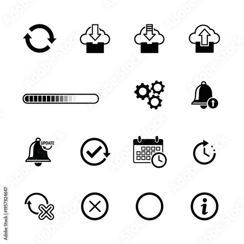 Black icons for user interface buttons.