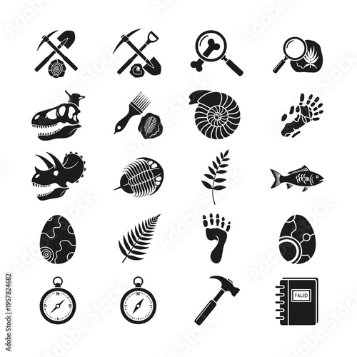 Black icons of various objects.