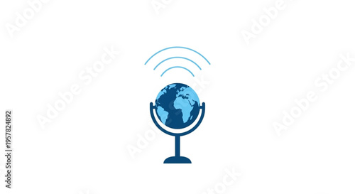  World Press Freedom Day Global broadcasting microphone with a stylized earth representing worldwide audio transmission and communication