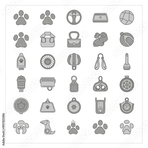 Dog accessories and pet care items.
