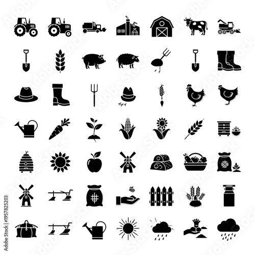 Farm icons and symbols collection.
