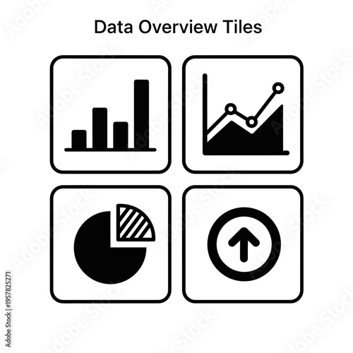 Business infographic data overview icons set.