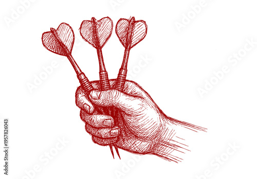 Darts hand drawn simple sketch vector illustration