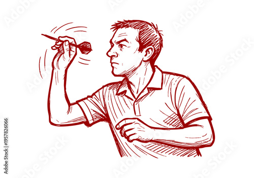 Darts hand drawn simple sketch vector illustration