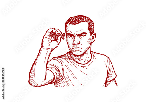 Darts hand drawn simple sketch vector illustration