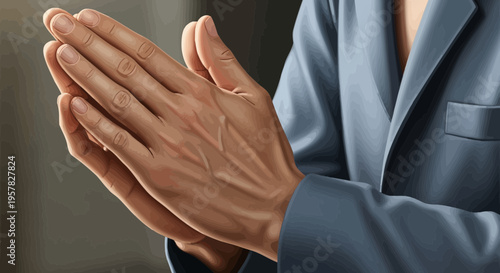 Close up of hands clapping prayer gesture gesture against soft fabric