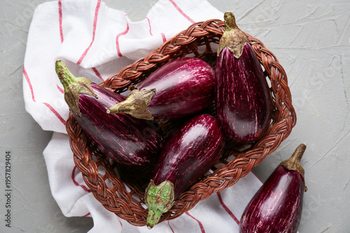 Fresh striped eggplants in ...
