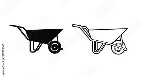 Two wheelbarrow depictions one solid and one outlined a striking silhouette