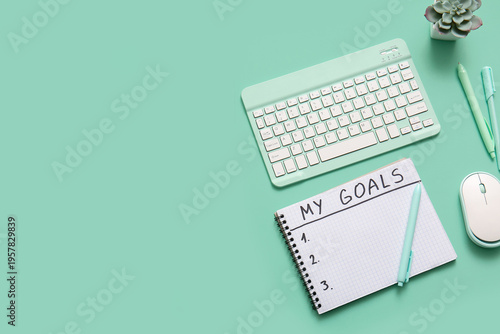 Notebook with text MY GOALS...