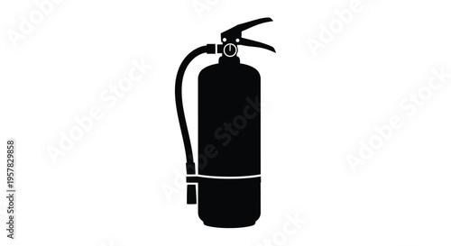 A black silhouette of a fire extinguisher safety equipment illustration silhouette