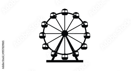 Black ferris wheel design with evenly spaced cabins a striking silhouette