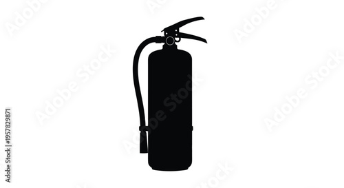 A stark black fire extinguisher stands isolated a striking silhouette