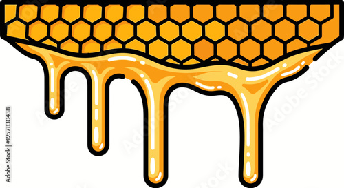Honey dripping from honeycomb illustration.
