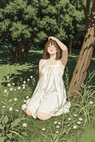 woman sitting in the shade