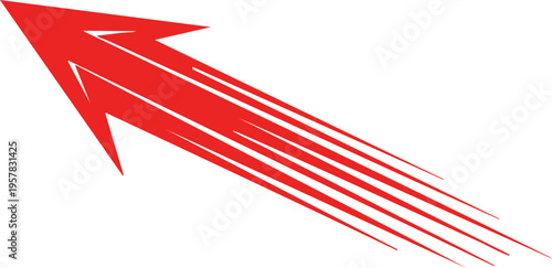 Red speed arrow with motion lines, fast direction concept, dynamic vector style isolated PNG