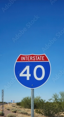 Interstate Highway 40 Sign Against A Clear Blue Desert Sky