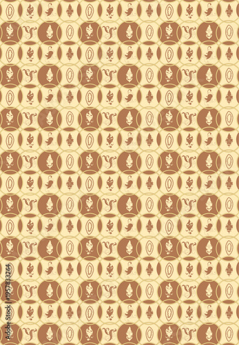 Seamless pattern with abstract round elements, reminiscent of Old Russian painting, for printing on clothes, textiles, websites, presentations.