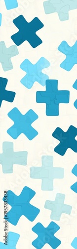 Abstract background with bue plus signs in medical syle. Seamless pattern idea for healthcare, pharmacy r hospital themed projects Neutral and modern look.