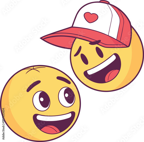 Set of 2 winking smiling face emojis vector