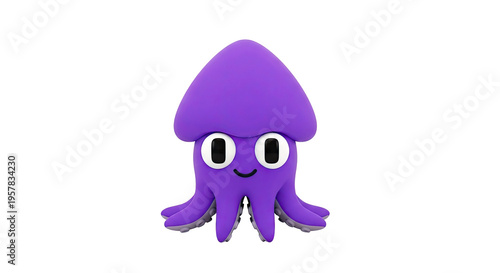 Cute Purple Cartoon Squid