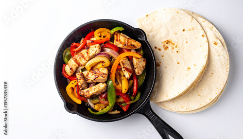 Chicken Fajitas Isolated on Clean White Background