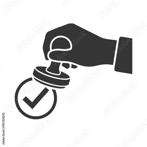 承認印を押す手のシルエットアイコン