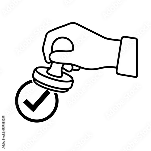 承認印を押す手のラインアイコン