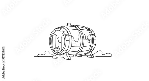 Whiskey Barrel with Dripping Liquid