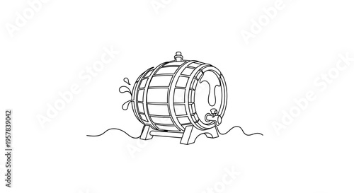 Wooden Barrel With Spilling Liquid