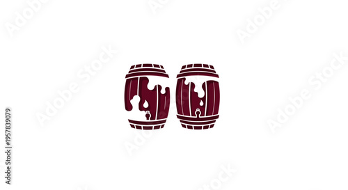 Two Maroon Barrels With White Drips