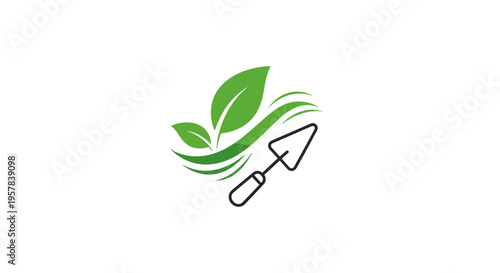 Gardening Logo With Trowel And Leaves